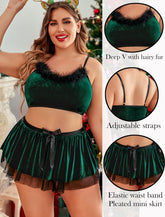 Avidlove Weihnachts-Babydoll in Übergröße, Samt, Weihnachtsmann-Cosplay-Kostümset